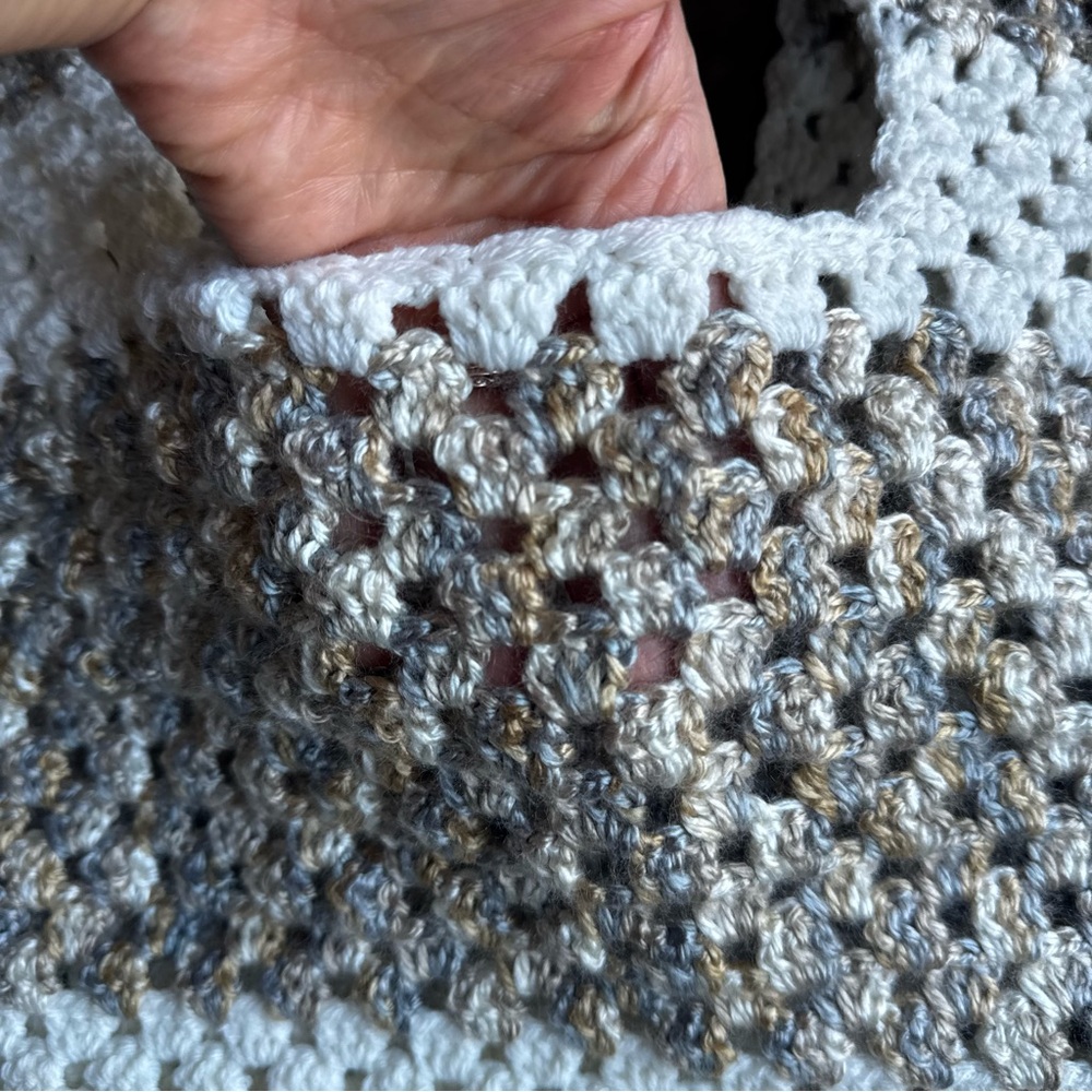 Handmade Crochet Top in White tan grey S/M - Picture 3 of 5